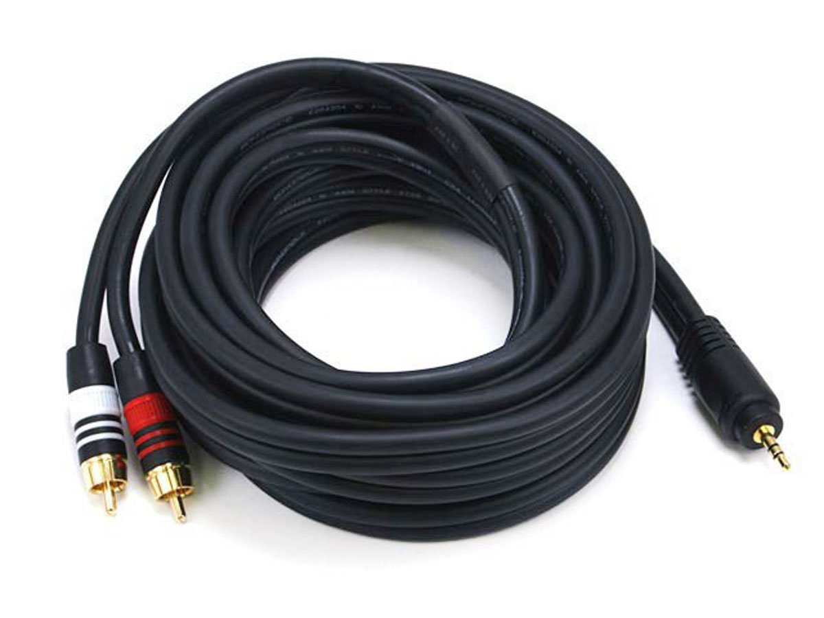 Photos - Cable (video, audio, USB) Monoprice 15ft Premium 3.5mm Stereo Male to 2RCA Male 22AWG Cabl 
