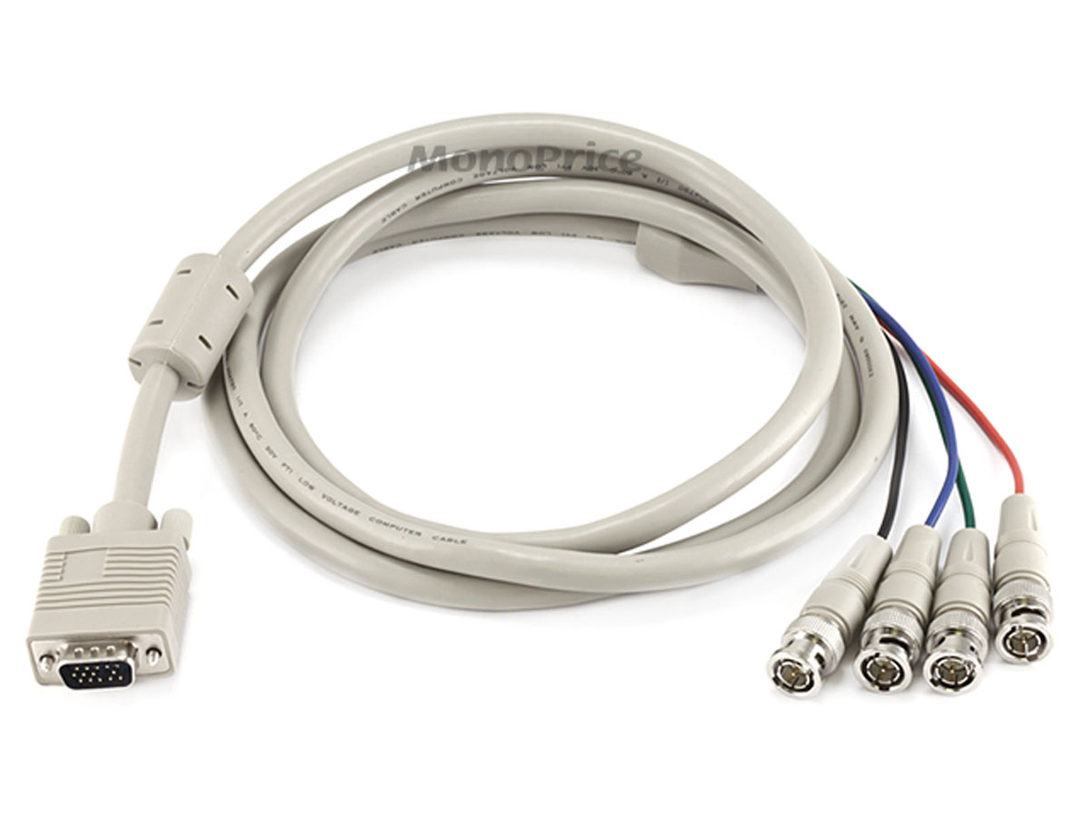 Monoprice HD15 Male to BNC Male x 4 with Ferrite Core, 6ft - main image