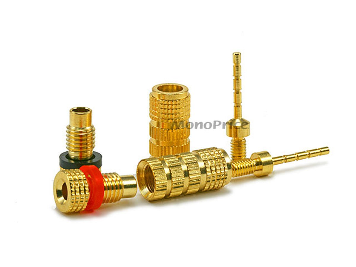 and More Closed Screw Type 100 Feet & Monoprice Gold Plated Speaker Banana Plugs 14-Gauge Home Theater for Speaker Wire 5 Pairs Basics Speaker Wire 99.9% Oxygen-Free Copper
