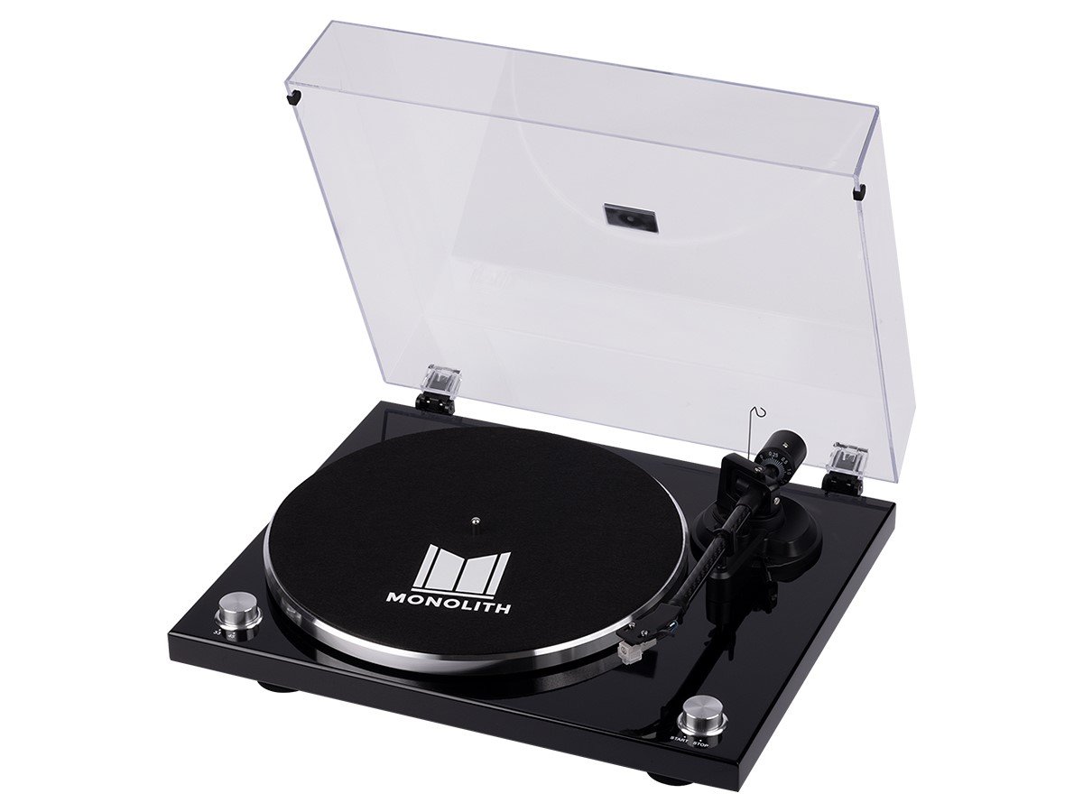 Monolith by Monoprice Belt Drive Turntable with Audio-Technica AT-VM95E Cartridge, Carbon Fiber Tonearm, USB, Bluetooth - Glossy Black - main image