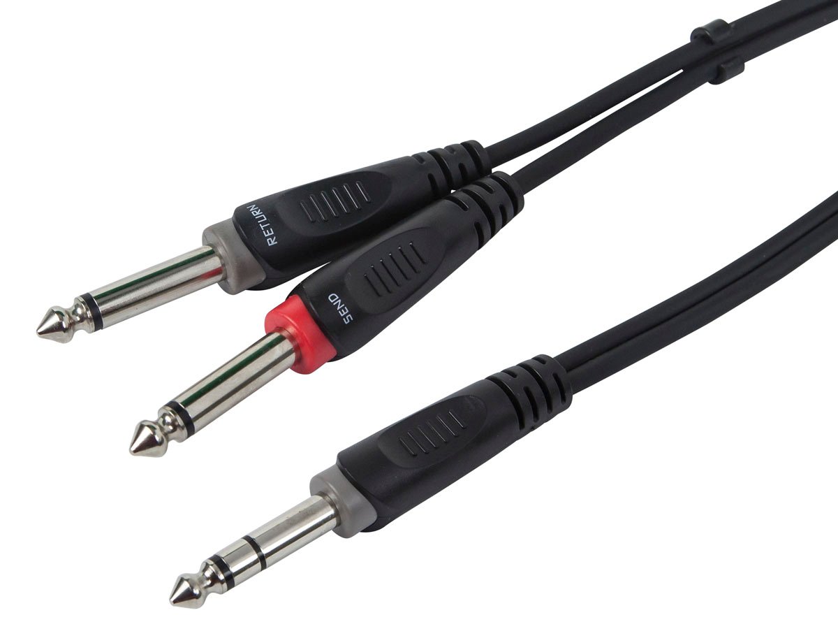 Photos - Cable (video, audio, USB) Monoprice 3 Meter  1/4inch TRS Male to two 1/4inch TS Male (10ft)