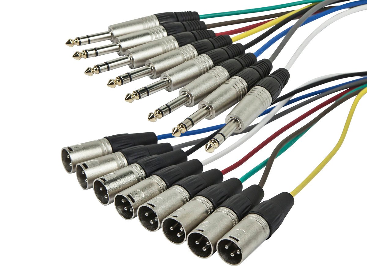 Monoprice 1 Meter (3ft) 8-Channel 1/4inch TRS Male to XLR Male Snake Cable - main image