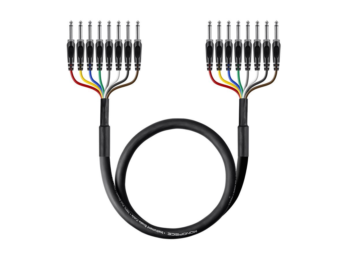 Monoprice 2 Meter (6ft) 8-Channel 1/4inch TS Male to 1/4inch TS Male Snake Cable - main image