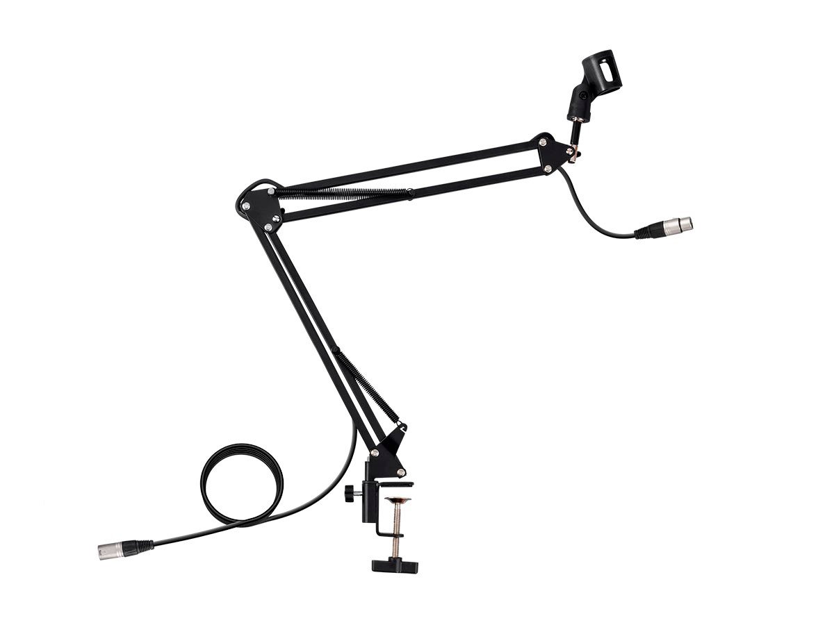 Stage Right by Monoprice Suspension Boom Arm Scissor Broadcast Mic Stand w/  Built-in XLR Mic Cable