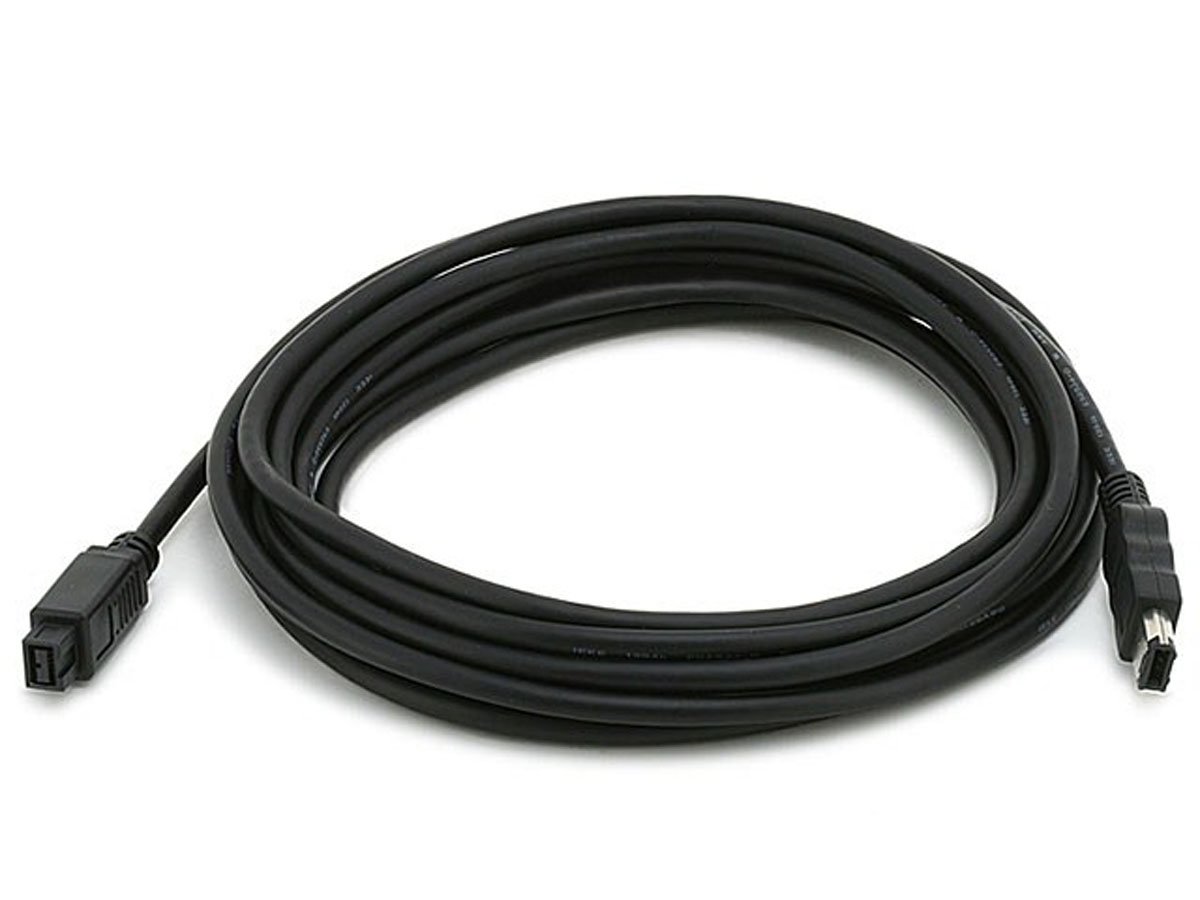 Monoprice 9-pin/6-pin BILINGUAL FireWire 800/FireWire 400 Cable, 15ft, Black - main image