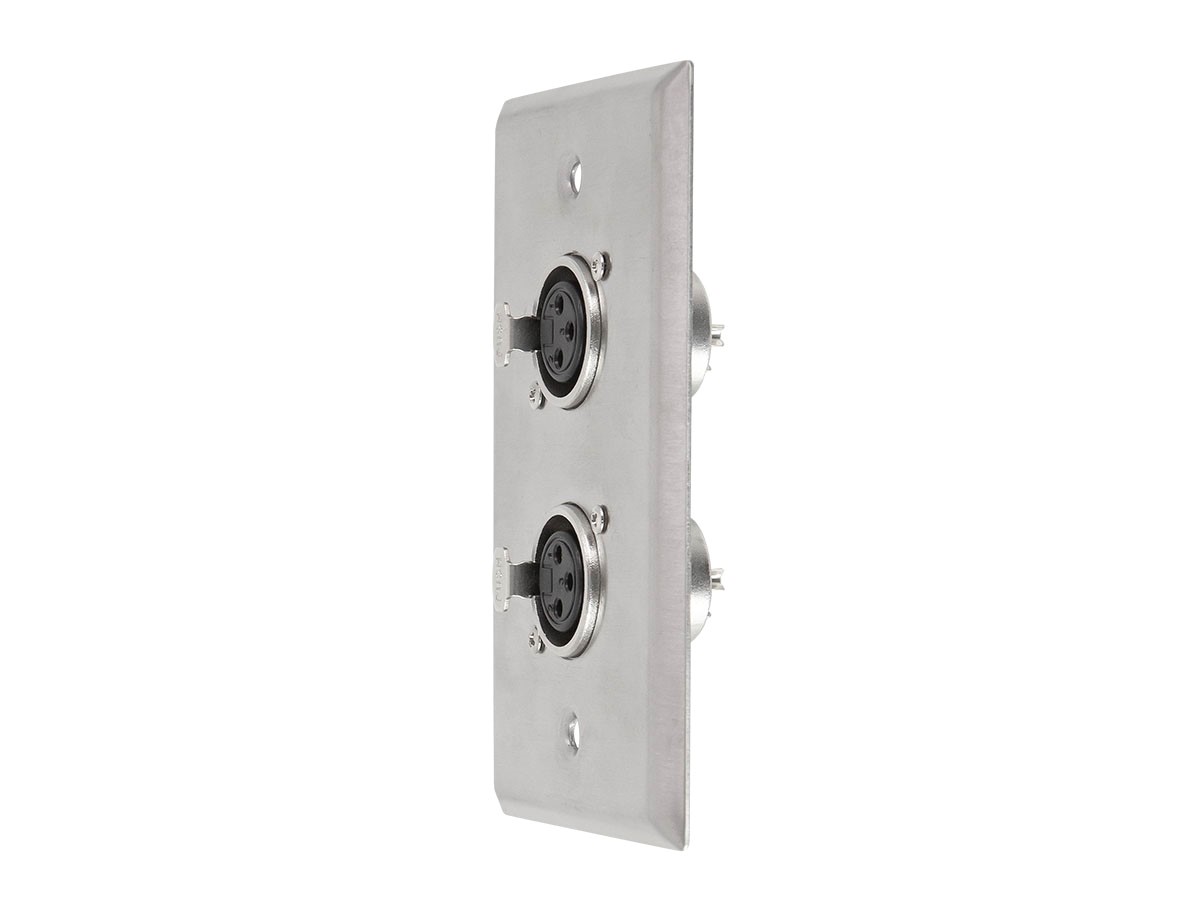 Stage Right by Monoprice 2-port 3-pin XLR Female Zinc Alloy Wall Plate - main image