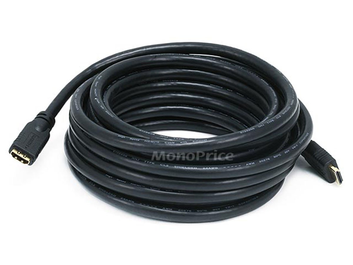 Monoprice Commercial Series Standard HDMI Extension Cable - 1080i@60Hz, 4.95Gbps, 24AWG, CL2, 25ft, Black - main image