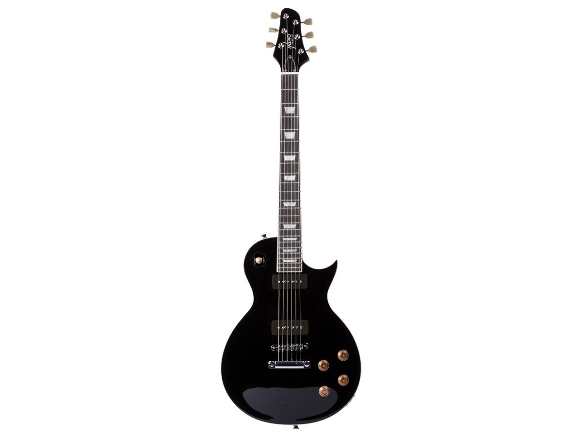 Indio by Monoprice 66SB DLX Plus Mahogany Electric Guitar with Gig Bag, Black - main image