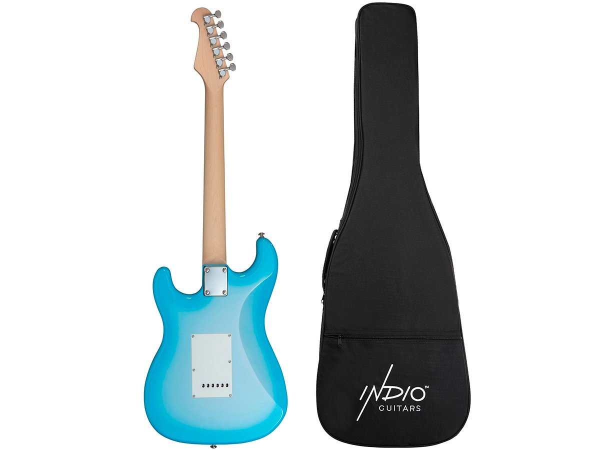 Indio by Monoprice Cali Classic Electric Guitar with Gig Bag Blue Burst  Limited Edition Finish