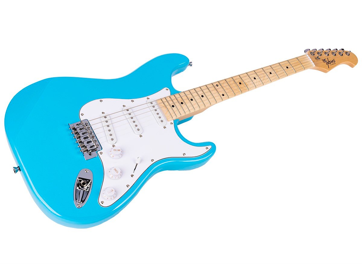 Indio by Monoprice Cali Classic Electric Guitar with Gig Bag Blue