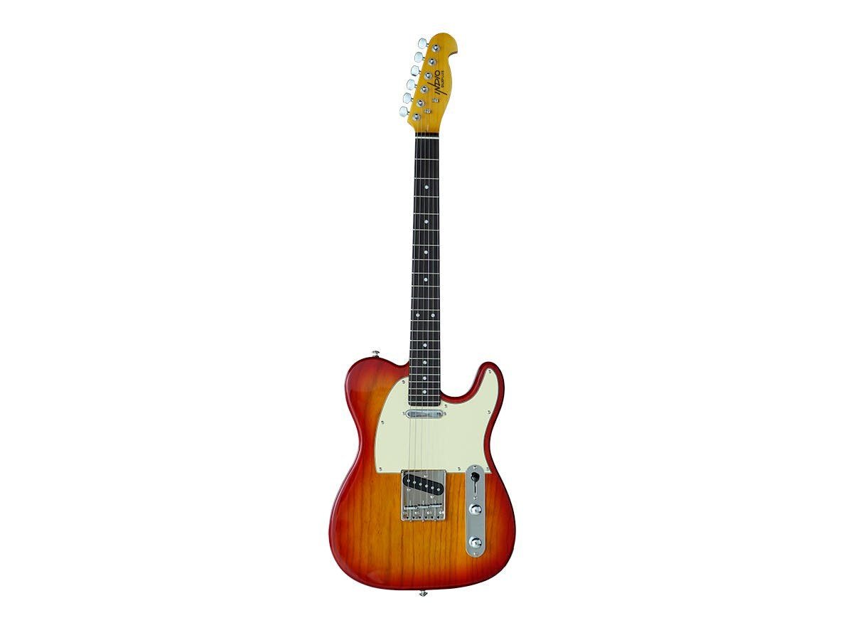 Indio by Monoprice Retro DLX Plus Solid Ash Electric Guitar with Gig Bag, Cherry Red Burst - main image