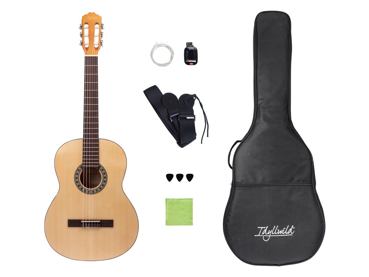 Idyllwild by Monoprice Full-Size 4/4 Spruce Top Classical Nylon String Guitar with Accessories and Gig Bag - main image