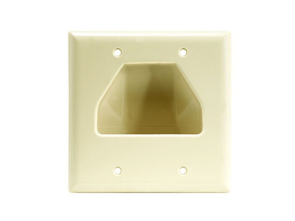 Monoprice 2-Gang Recessed Low Voltage Cable Wall Plate - Ivory