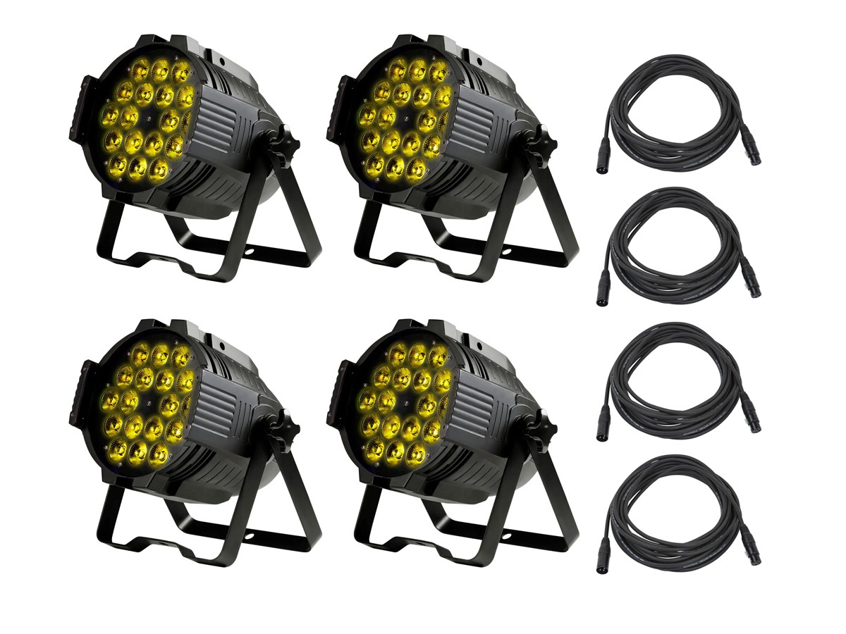 Stage Right by Monoprice Wash Hex 18x 18-watt LED Par Wash Light 4-pack with DMX Cables - main image