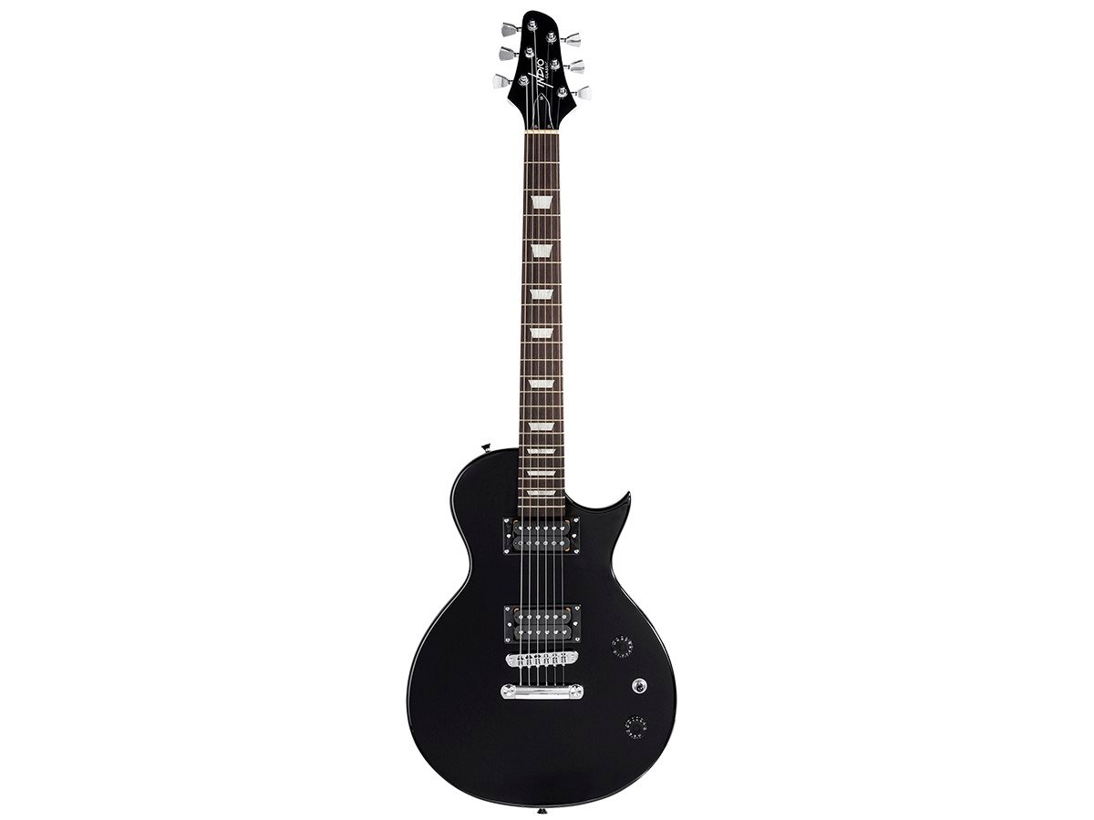 Indio by Monoprice 66 Classic V2 Black Electric Guitar with Gig Bag - main image