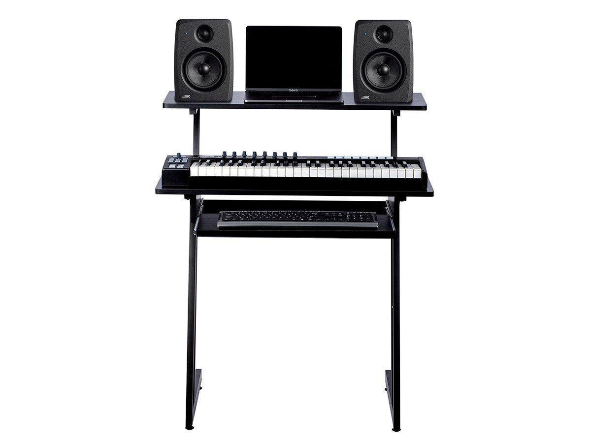 Stage Right by Monoprice Recording Studio Desk with Raised Platform and  Keyboard Tray 