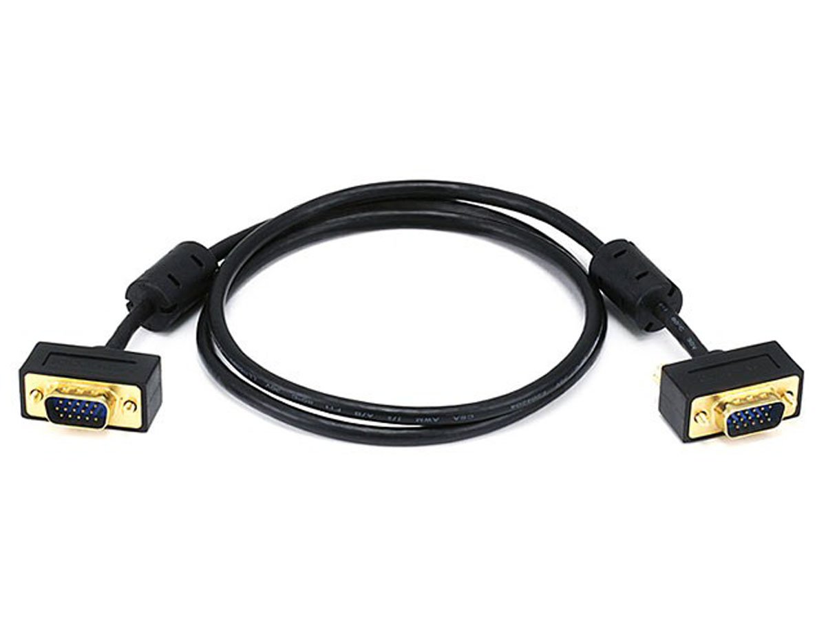 Monoprice 3ft Ultra Slim SVGA Super VGA 30/32AWG M/M Monitor Cable With Ferrites (Gold Plated Connector)