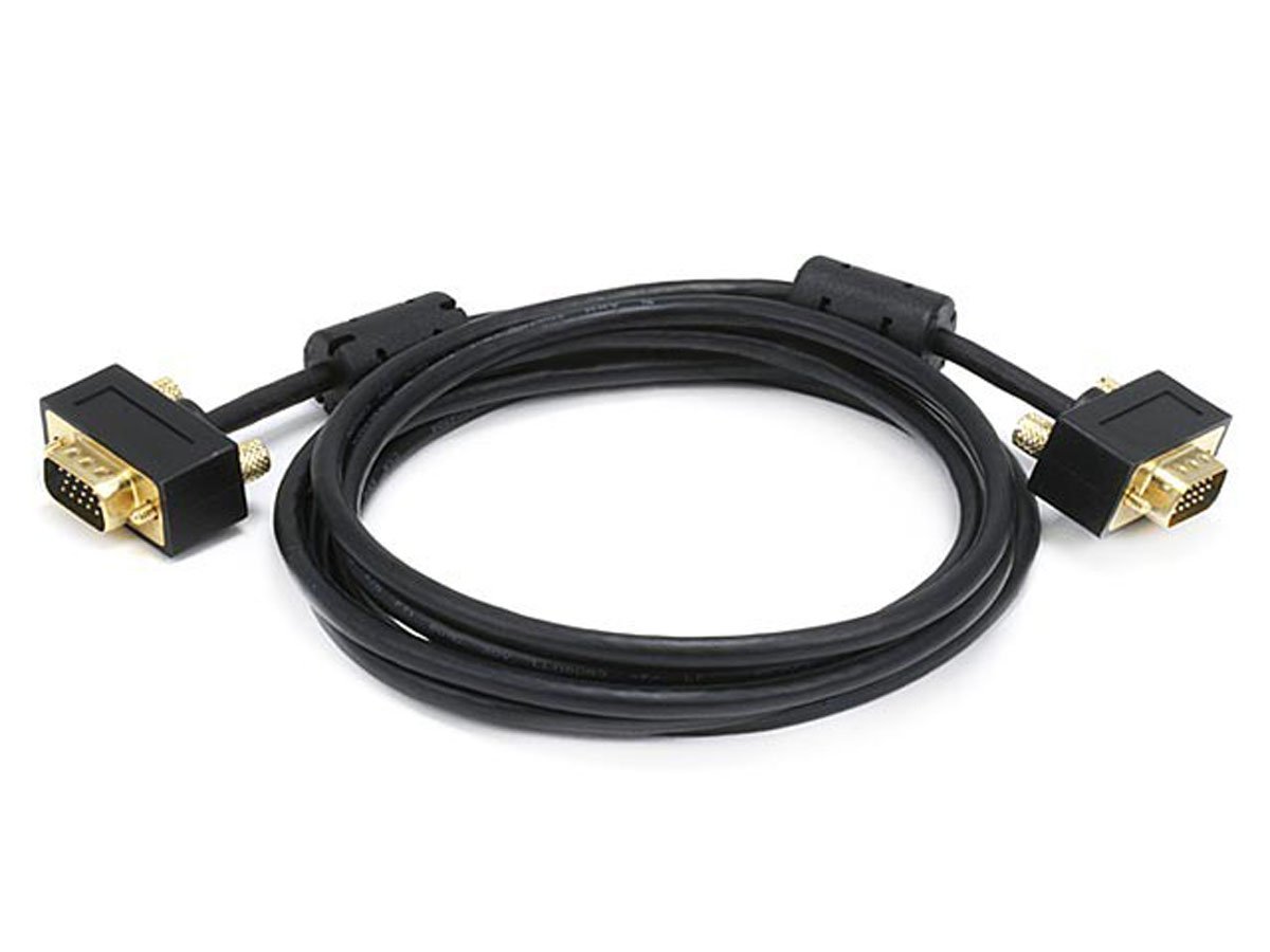 Monoprice 6ft Ultra Slim SVGA Super VGA 30/32AWG M/M Monitor Cable With Ferrites (Gold Plated Connector)