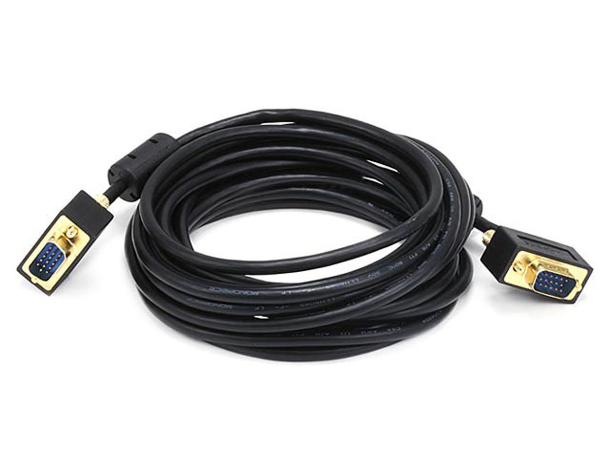 Monoprice 15ft Ultra Slim SVGA Super VGA 30/32AWG M/M Monitor Cable With Ferrites (Gold Plated Connector)