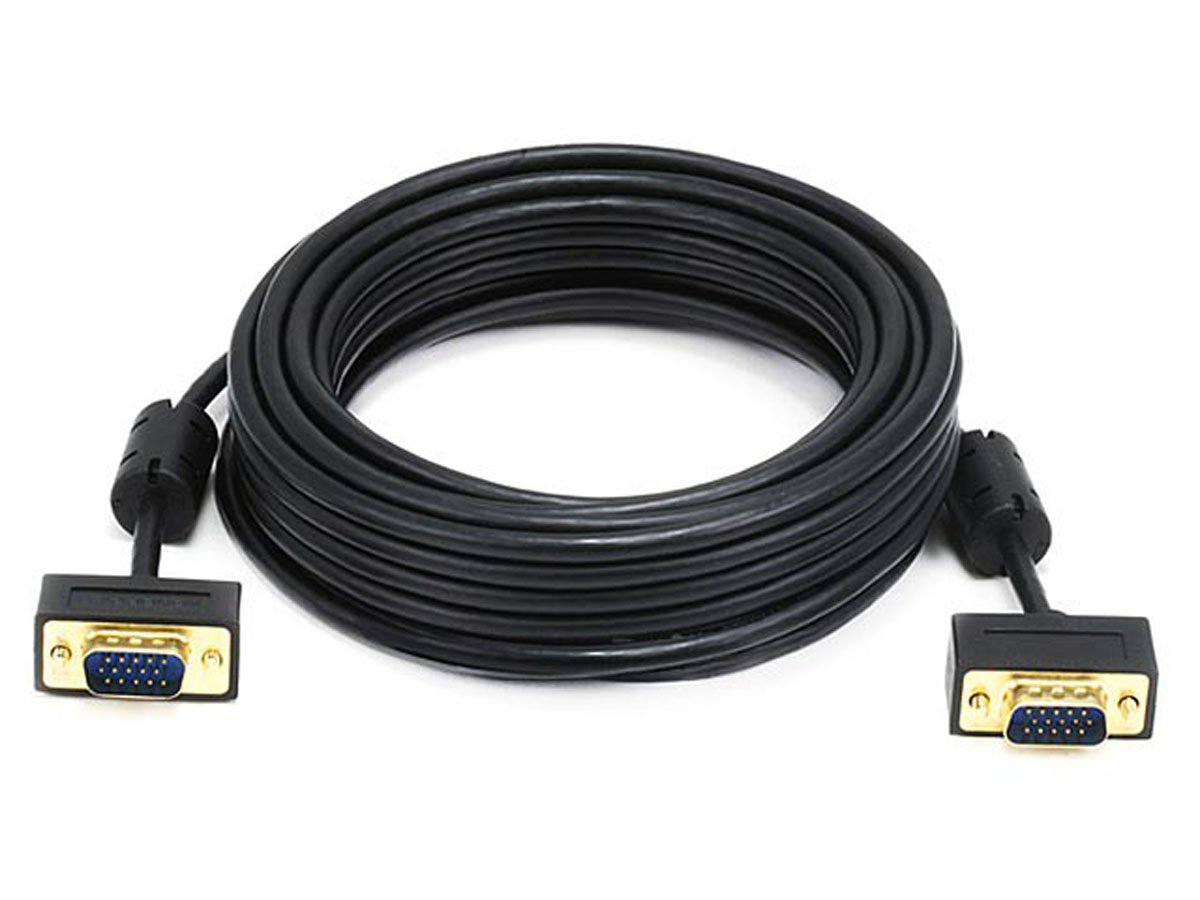 Monoprice 25ft Ultra Slim SVGA Super VGA 30/32AWG M/M Monitor Cable with Ferrites (Gold Plated Connector) - main image