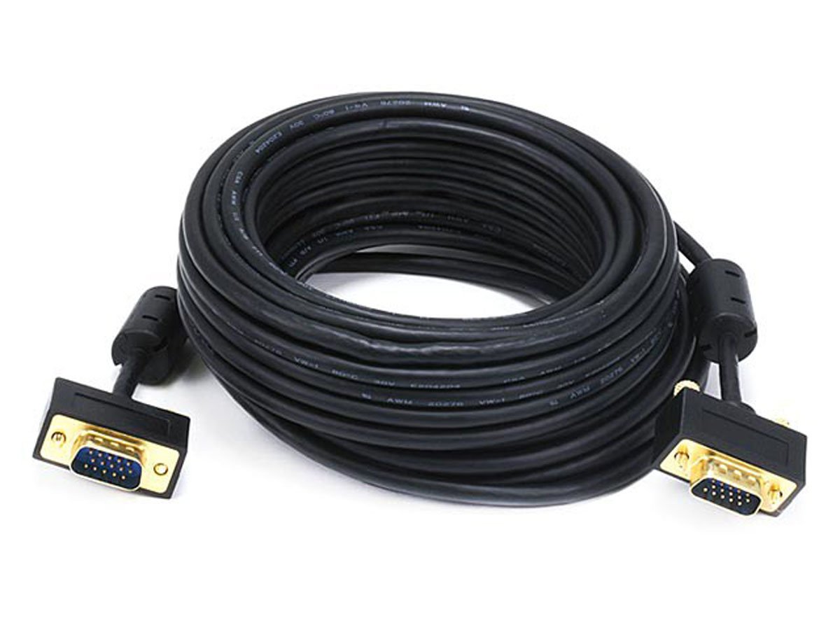 Monoprice 35ft Ultra Slim SVGA Super VGA 30/32AWG M/M Monitor Cable With Ferrites (Gold Plated Connector)