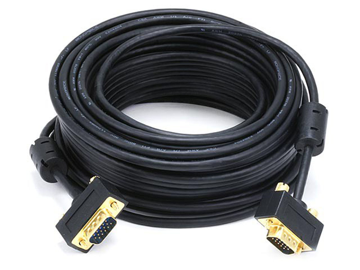 Monoprice 50ft Ultra Slim SVGA Super VGA 30/32AWG M/M Monitor Cable With Ferrites (Gold Plated Connector)