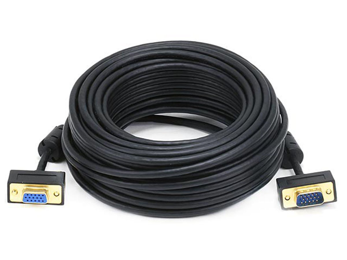 Monoprice 50ft Ultra Slim SVGA Super VGA 30/32AWG M/F Monitor Cable with Ferrites (Gold Plated Connector) - main image