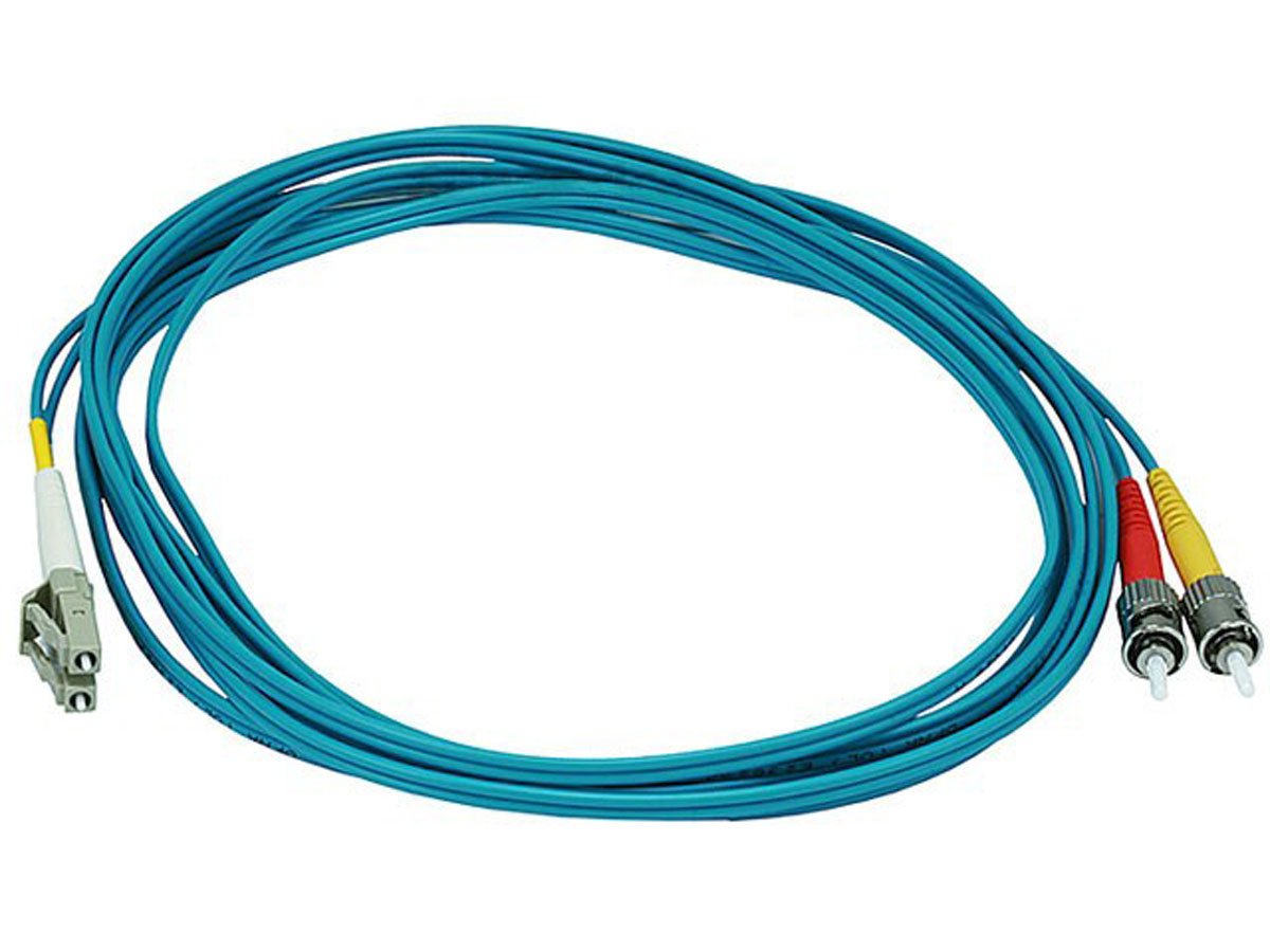 Monoprice OM3 Fiber Optic Cable - LC/ST, UL, 50/125 Type, Multi-Mode, 10GB, Aqua, 3m, Corning