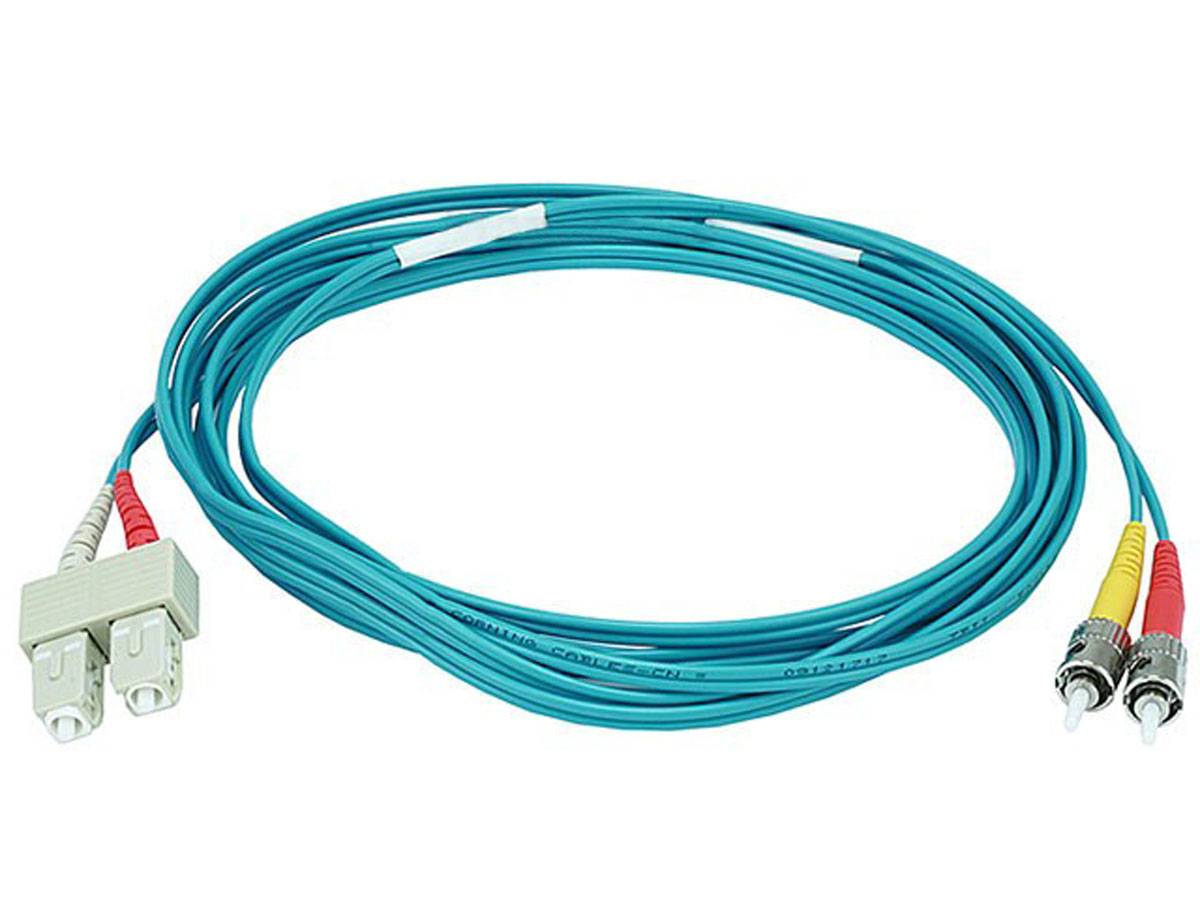 Monoprice Multi-Mode OM3 Fiber Optic Cable - SC-ST UL 3mm 50/125 OFNR Duplex3m