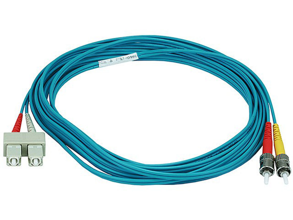 Monoprice Multi-Mode OM3 Fiber Optic Cable - SC-ST UL 3mm 50/125 OFNR Duplex Aqua 5m