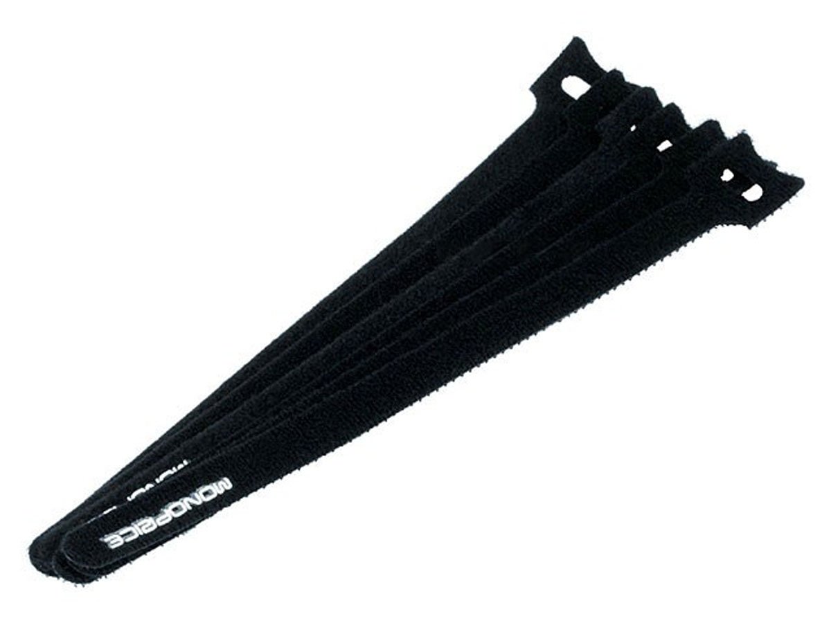Monoprice Hook and Loop Fastening Cable Ties, 9in, 50 pcs/pack, Black - main image