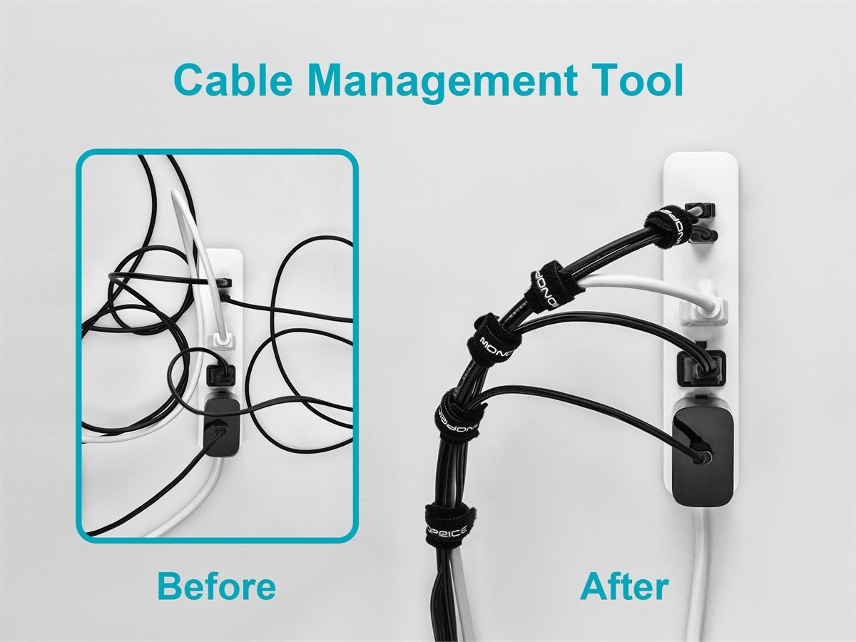 Monoprice Hook & Loop Fastening Cable Ties 6inch, 100pcs/Pack - Black