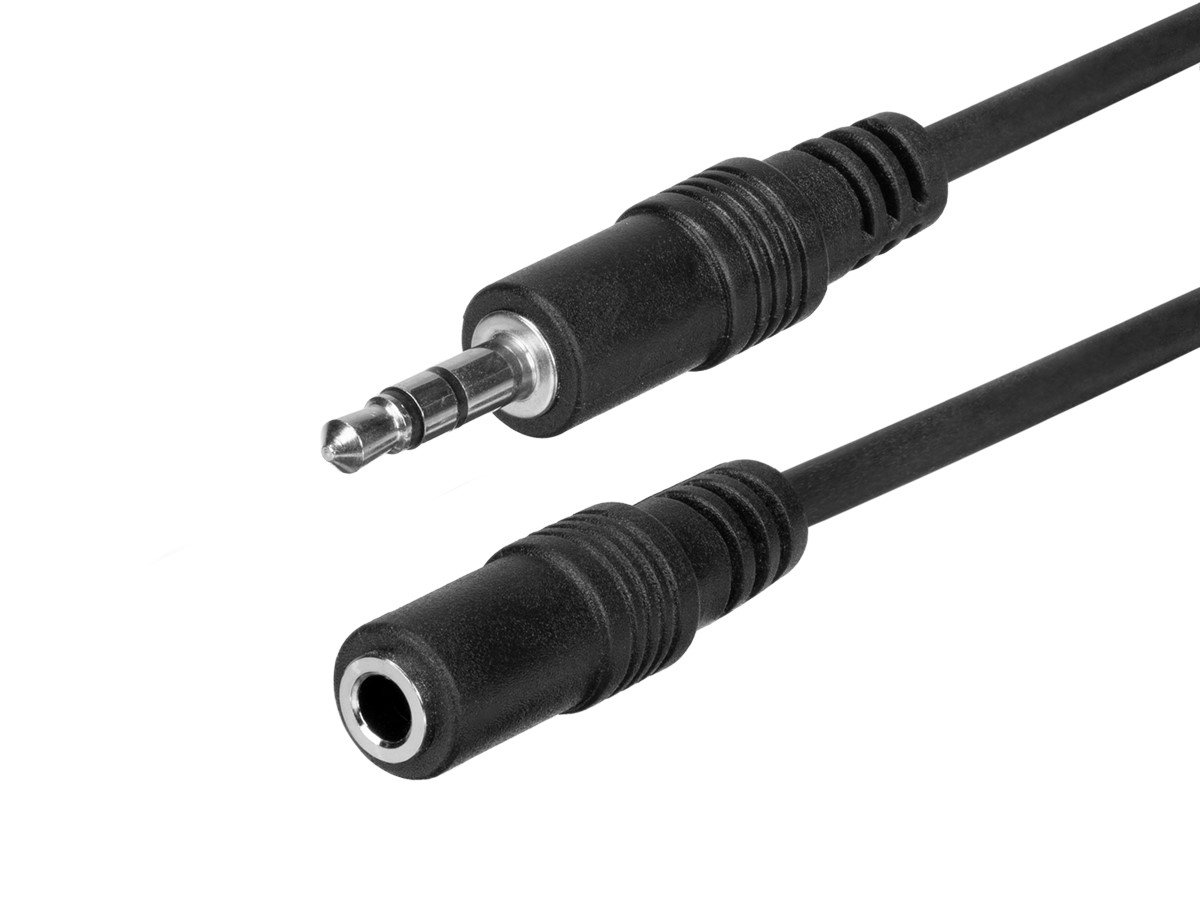 Monoprice 6ft 3.5mm Stereo Plug/Jack M/F Cable, Black - main image