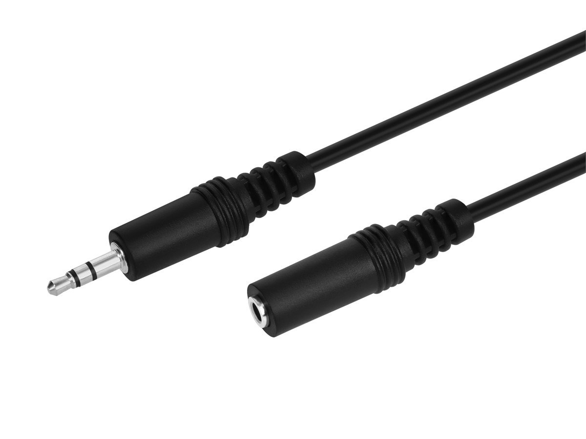 Monoprice 12ft 3.5mm Stereo Plug/Jack M/F Cable - Black - main image