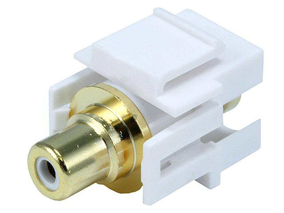 Monoprice Keystone Jack - Modular RCA w/White Center, Flush Type (White) - main image