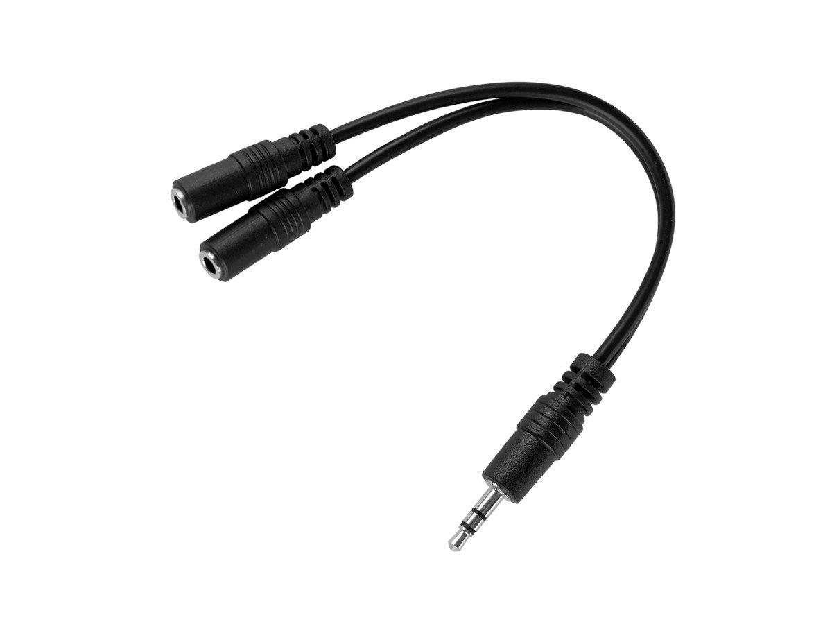 3.5 mm Mono Plug Splitter One Male Plug to Two Female Jacks 1/8 Phono