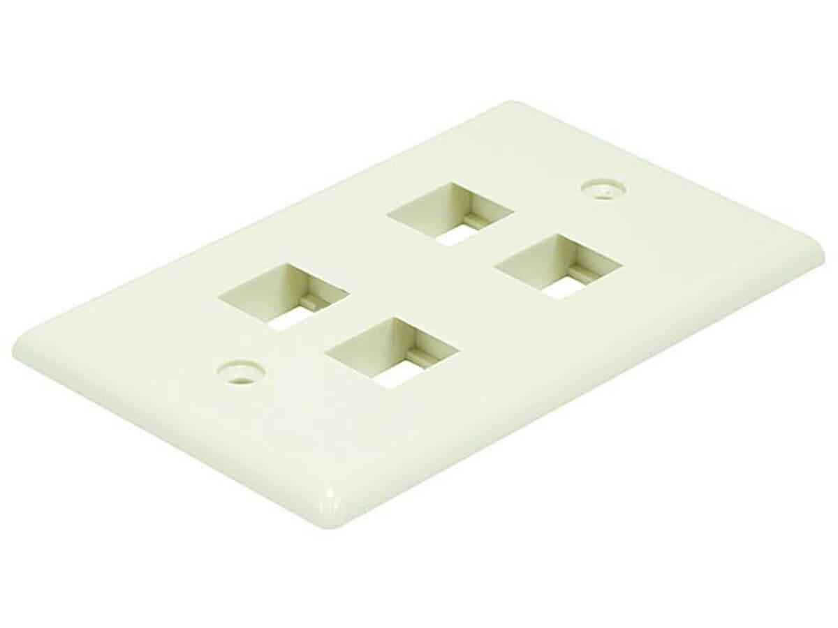 Monoprice 1-Gang Wall Plate For Keystone, 4-Port, Ivory,  4.5"x2.75"x0.2", W/Screws (Ivory Coated Screw Head)