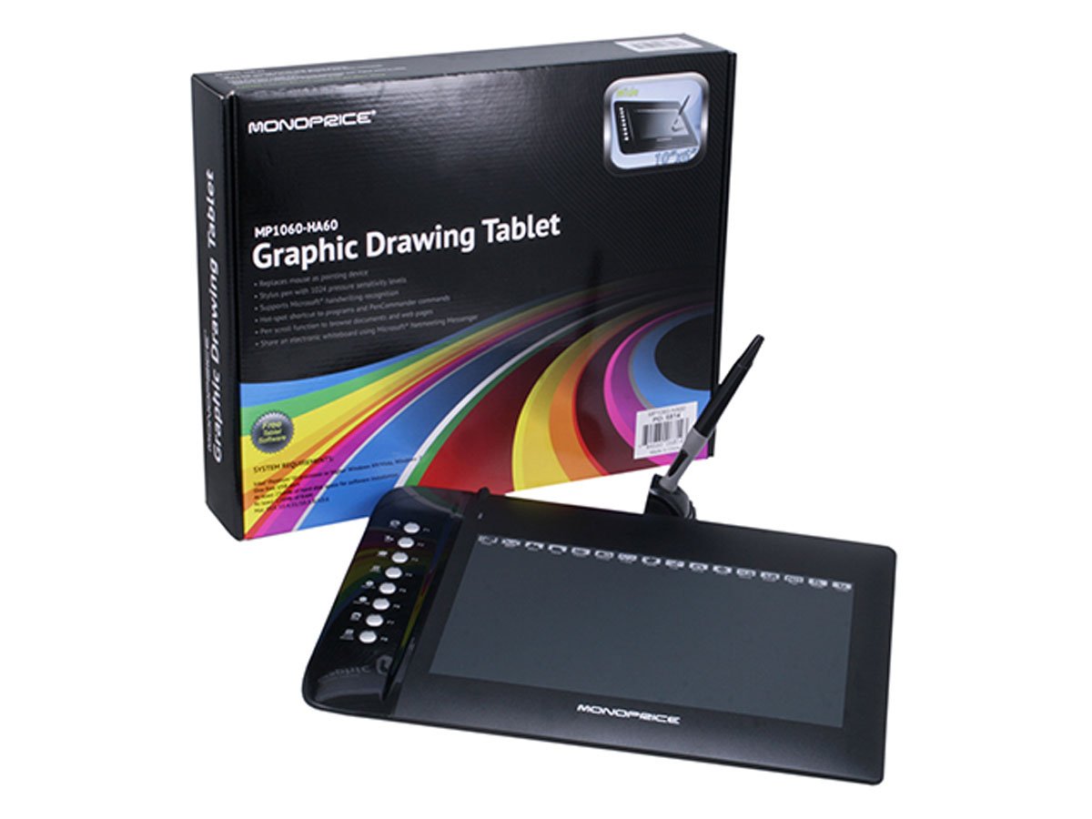 Monoprice 10x6.25in Graphic Drawing Tablet with 8 Hot Keys for Legacy