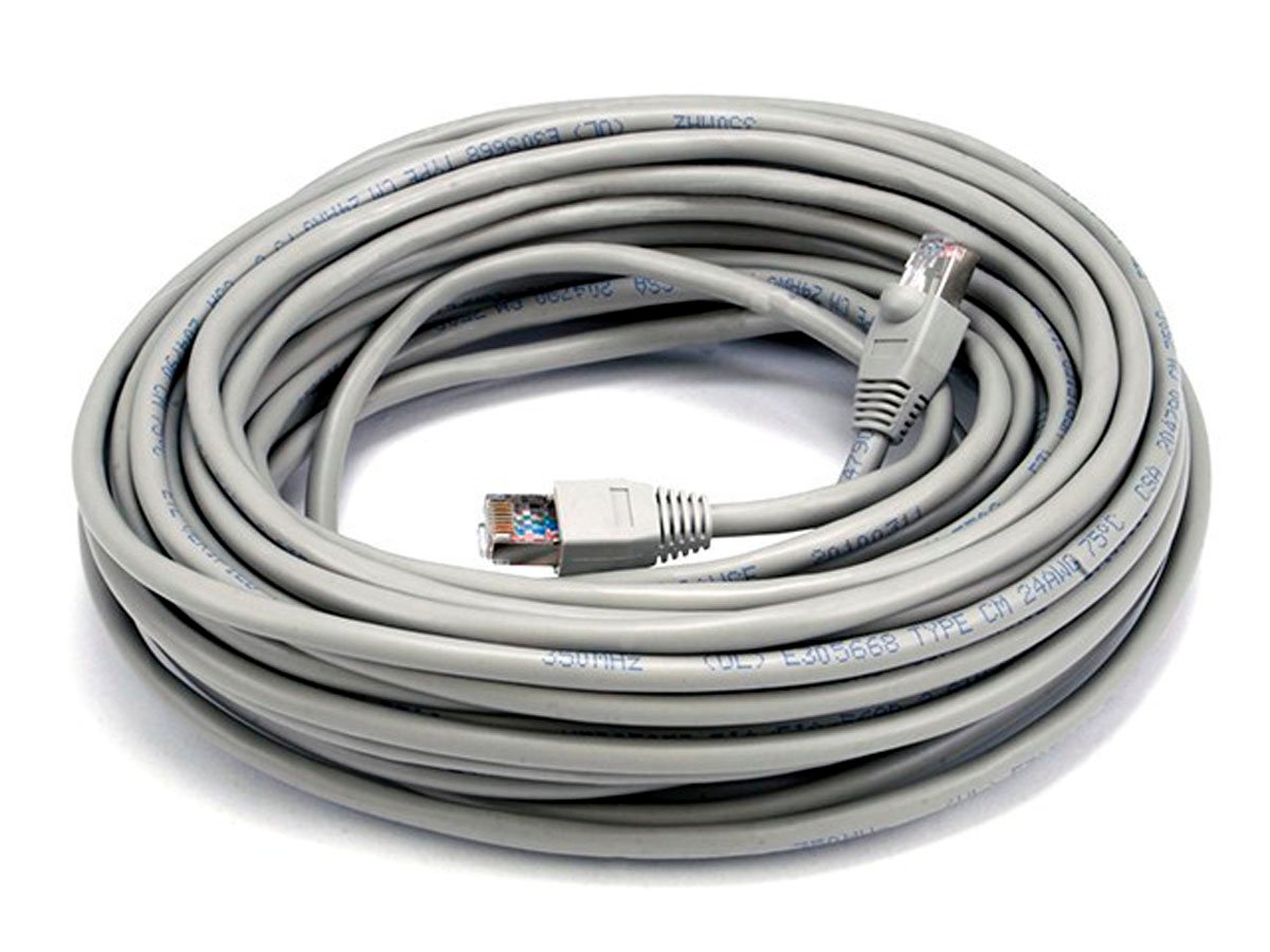 Monoprice Cat5e 50ft Gray Patch Cable,  Shielded (F/UTP), 24AWG, 350MHz, Pure Bare Copper, Snagless RJ45, Fullboot Series Ethernet Cable - main image