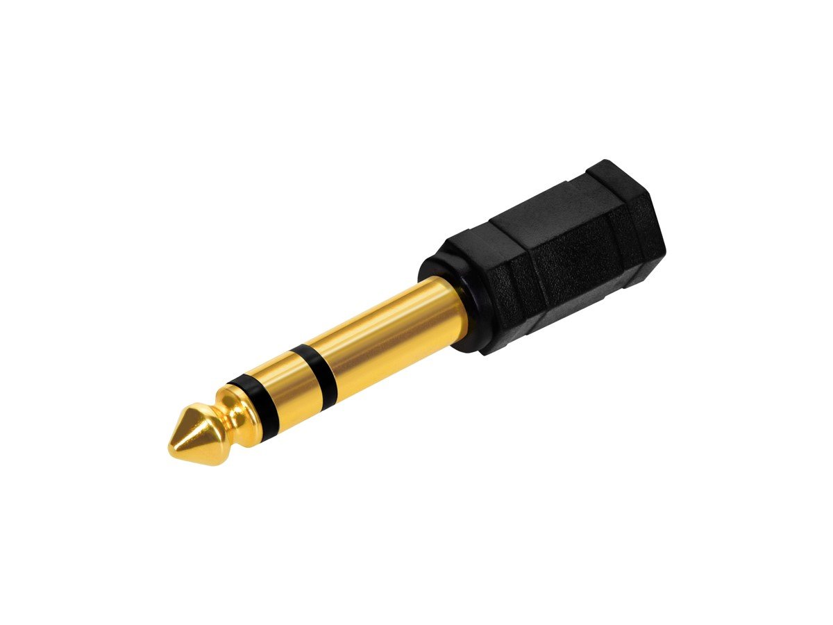 Monoprice 1/4in (6.35mm) TRS Stereo Plug to 3.5mm TRS Stereo Jack Adapter, Gold Plated - main image