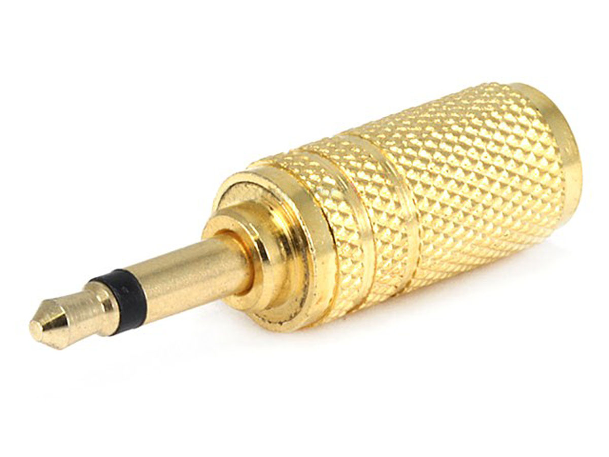 Monoprice Metal 3.5mm TS Mono Plug to 3.5mm TRS Stereo Jack Adapter, Gold Plated - main image