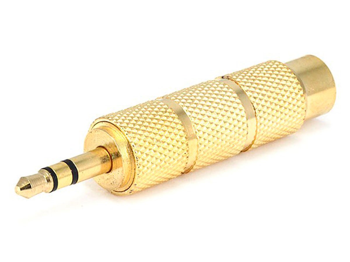 Monoprice Metal 3.5mm TRS Stereo Plug to 1/4in (6.35mm) TRS Stereo Jack Adapter, Gold Plated - main image