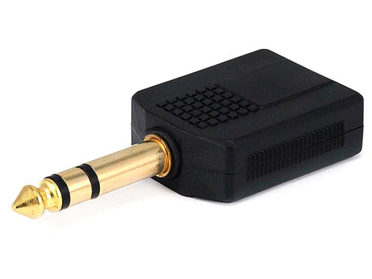 Monoprice 1/4in (6.35mm) TRS Stereo Plug to 2x 1/4in (6.35mm) TRS Stereo Jack Splitter Adapter, Gold Plated - main image