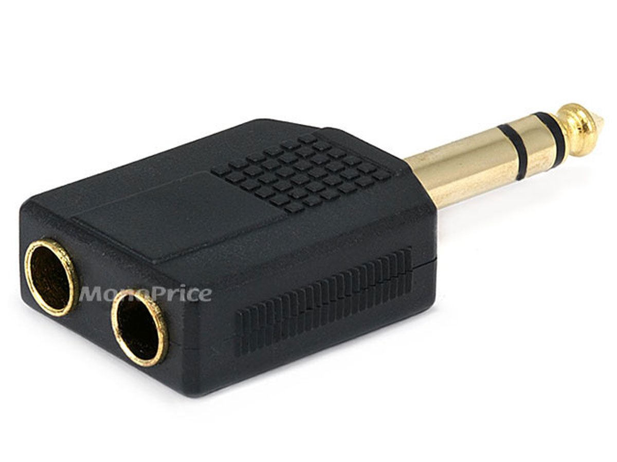 Monoprice 1/4in (6.35mm) TRS Stereo Plug to 2x 1/4in (6.35mm) TRS Stereo Jack  Splitter Adapter, Gold Plated 