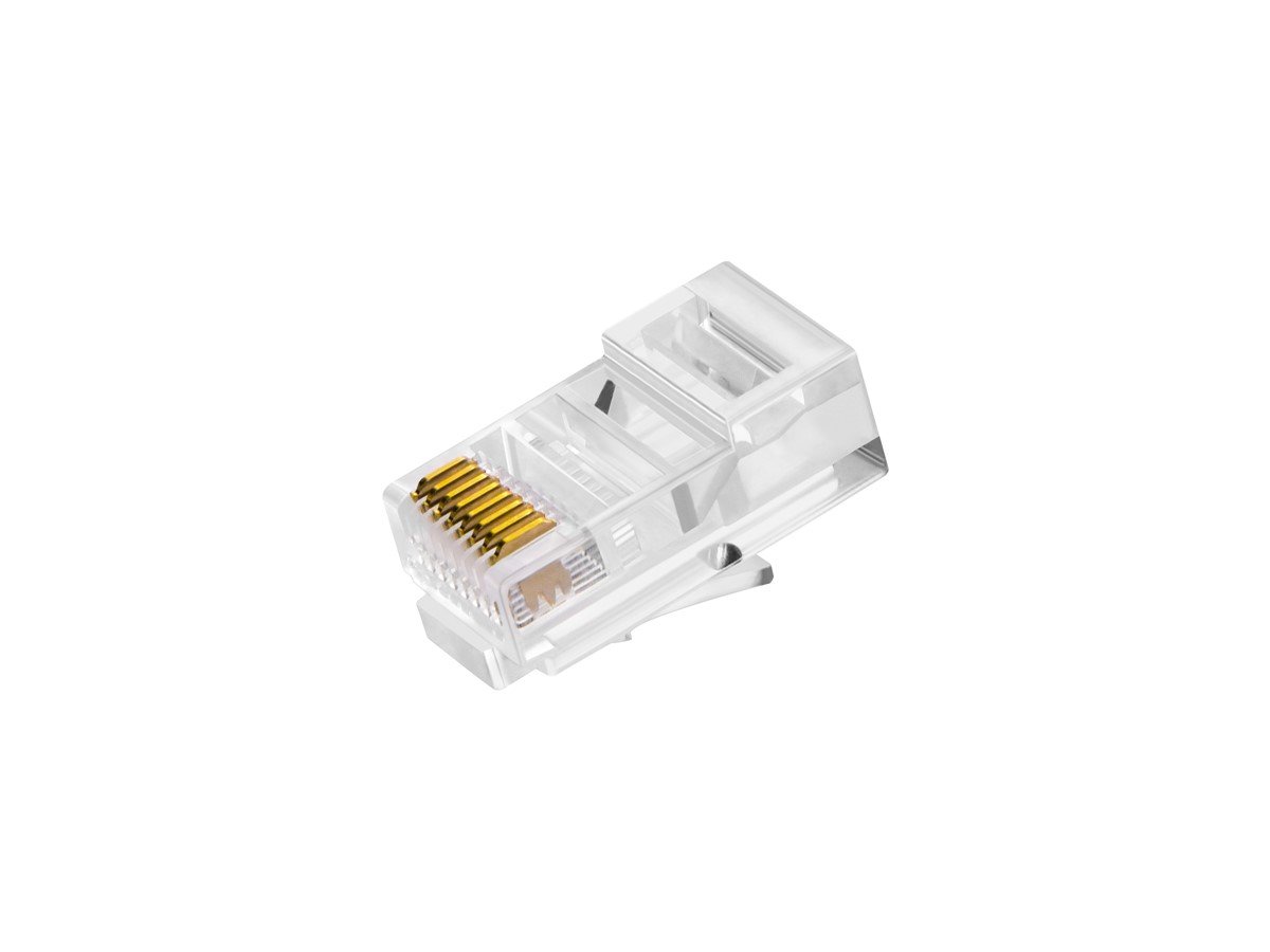 RJ45 Cat6 Connector Round-Solid 3-Prong 8P8C with Liner (2-Piece)