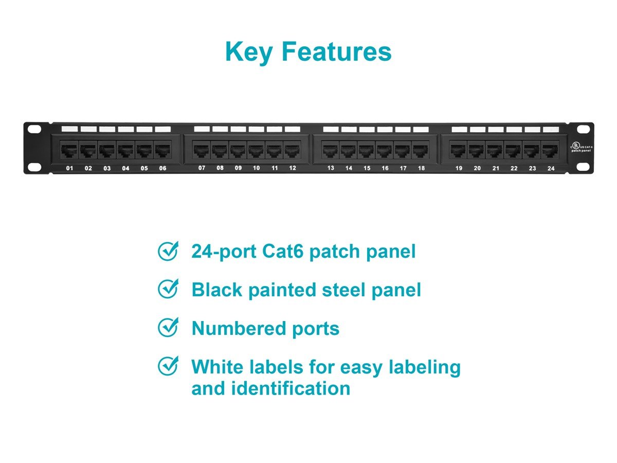 Monoprice 24-port Cat6 Patch Panel 110 Type (568A/B Compatible) (UL)