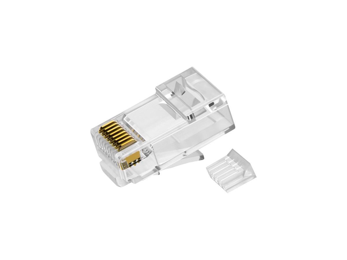RJ45 Cat6 Pass Through Connectors - Pack of 100 - EZ to Crimp Modular Plug  for Solid or Stranded UTP Network Cable - Male Ethernet Connector End