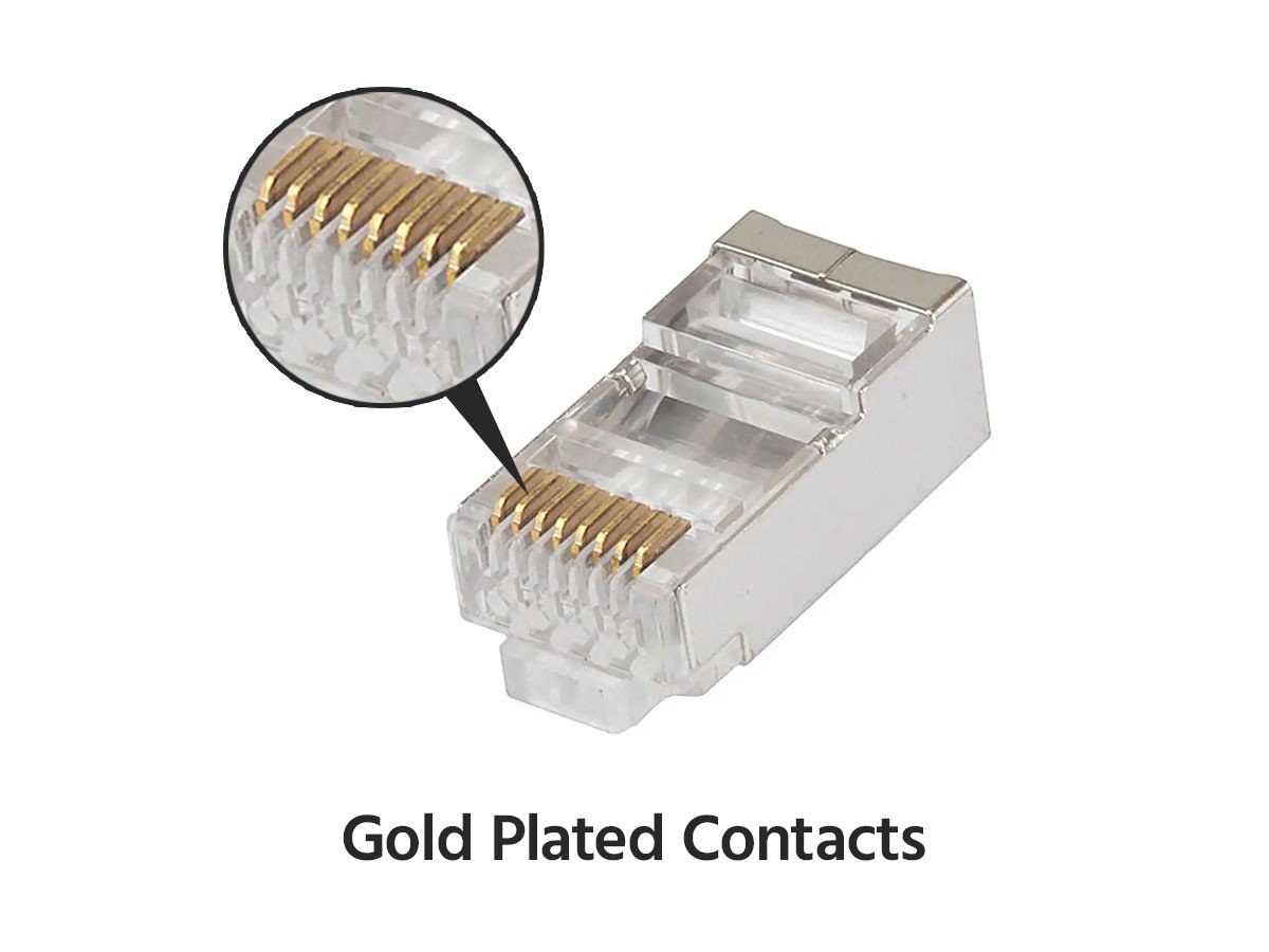 Monoprice Cat6 RJ45 Modular Plugs w/Inserts for Round Solid/Stranded Cable,  50u, Clear, 100-Pk 