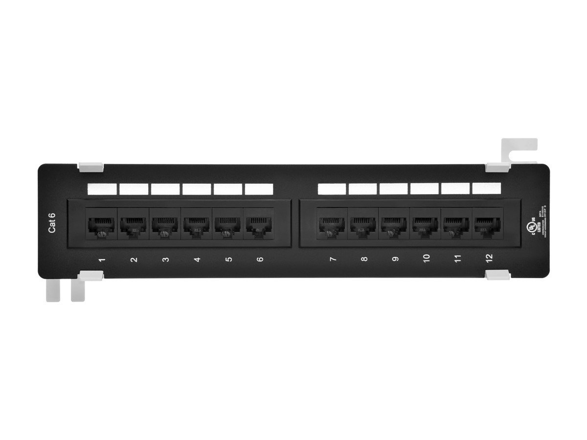 Monoprice 12-port Vertical Cat6 Mini Patch Panel 110 Type (568A/B  Compatible) (UL)