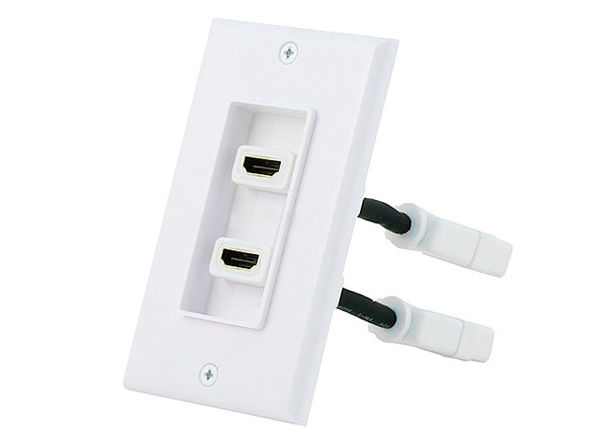 Monoprice 2-port 2-piece Inset Wall Plate With 4in Built-in Flexible High Speed HDMI Cable With Ethernet, White